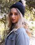 Soft Mohair Pom Beanie Hats & Hair Black