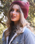 Soft Mohair Pom Beanie Hats & Hair Burgundy