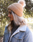 Soft Mohair Pom Beanie Hats & Hair Camel