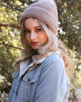 Soft Mohair Pom Beanie Hats & Hair Gray