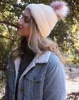 Soft Mohair Pom Beanie Hats & Hair Ivory