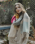 Soft Mohair Scarf Scarves Light Blue/Oatmeal