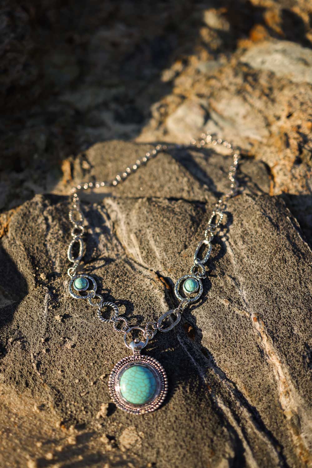 Soleil Turquoise & Silver Link Necklace Jewelry