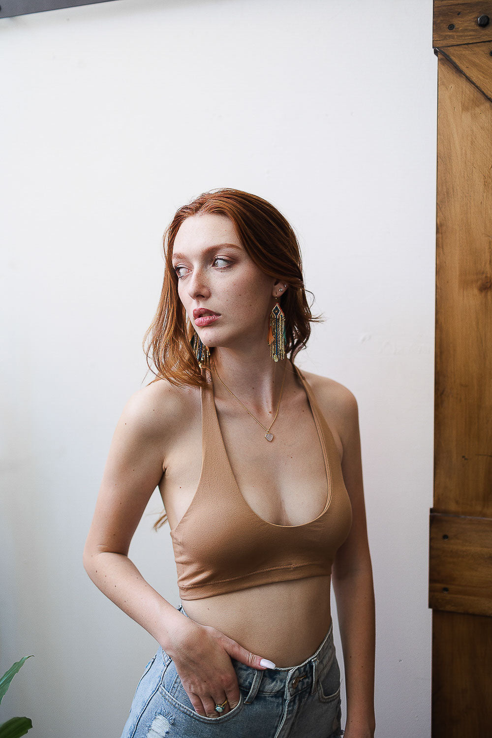 Solid Halter Bralette XS/S / Mocha