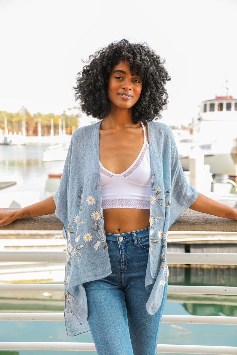 Spring Daisy Kimono Chambray