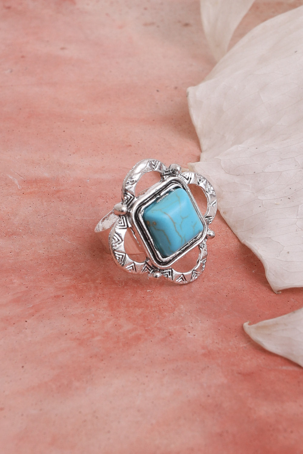 Square Cut Adjustable Turquoise Ring Jewelry