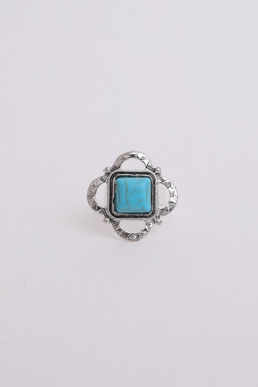 Square Cut Adjustable Turquoise Ring Jewelry