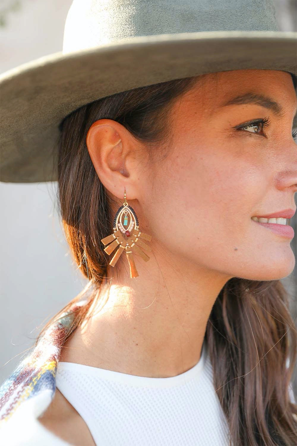 Suede Fringe Beaded Earrings Jewelry