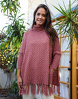 Sweater Weather Roll-Neck Poncho Ponchos Plum