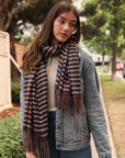 Tartan Woven Tassel Scarf Scarves Black