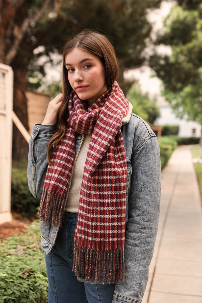 Tartan Woven Tassel Scarf Scarves