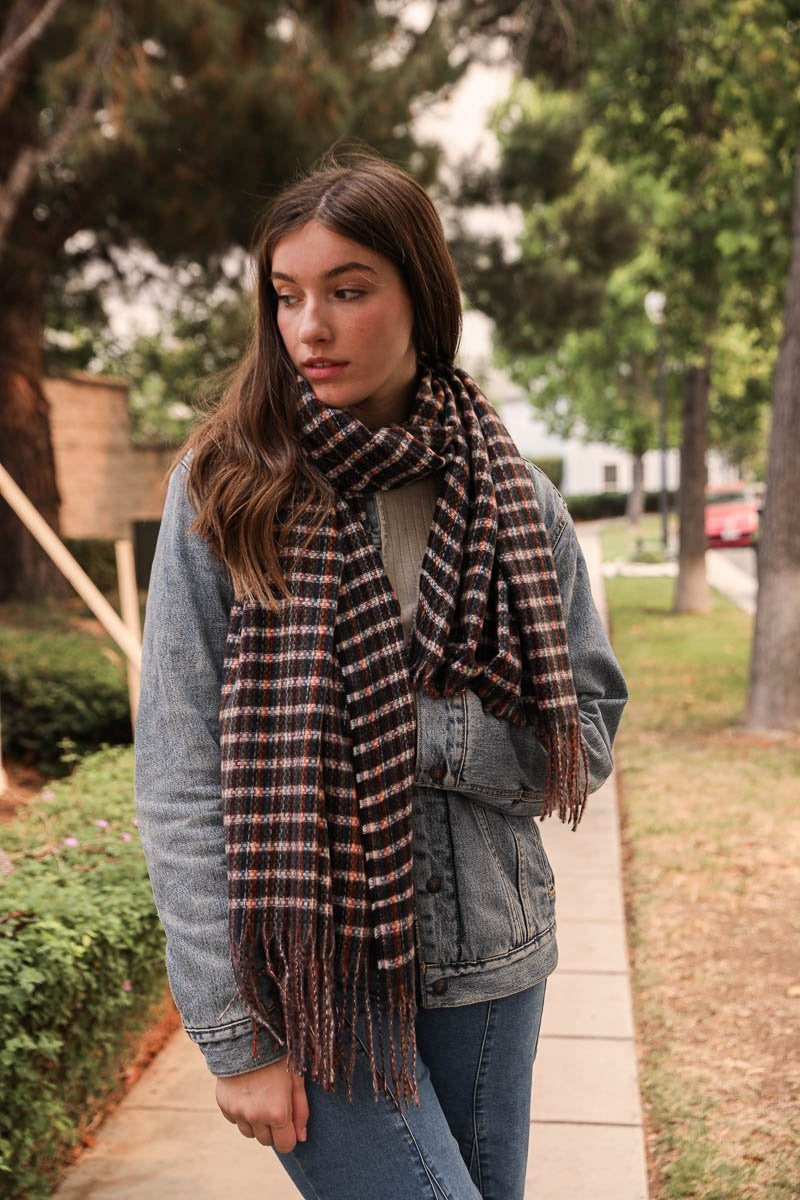 Tartan Woven Tassel Scarf Scarves