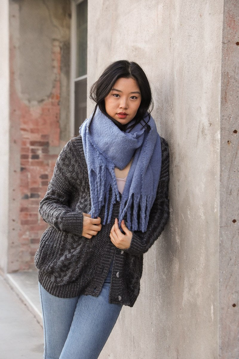 Tassel Trim Blanket Scarf Scarves