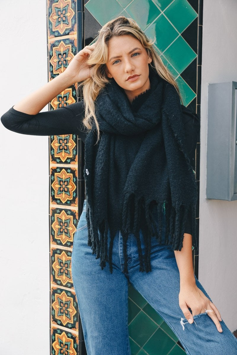 Tassel Trim Blanket Scarf Scarves