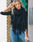 Tassel Trim Blanket Scarf Scarves