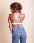 Tattoo style back ivory bralette with lightweight fabric.