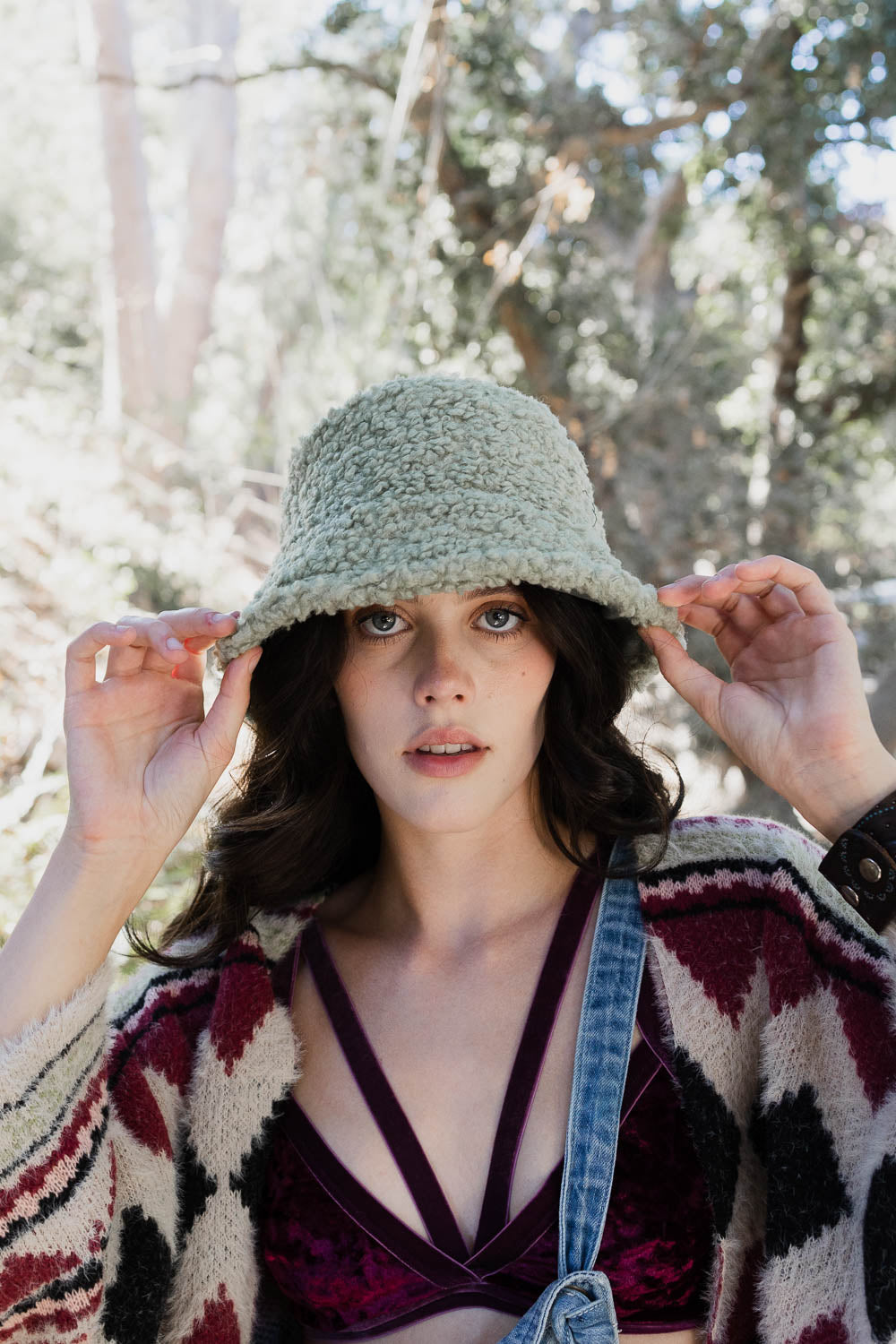 Teddy Suede Combo Reversible Bucket Hat Hats & Hair Sage