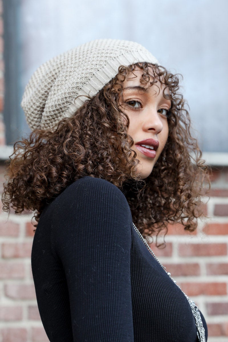 Textured Slouch Beanie Beanies Oatmeal