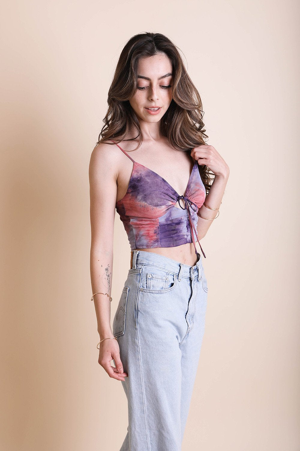 Tie Dye Mesh Keyhole Brami Bralette