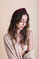 Trendy striped plum headwrap for all-day comfort and style.