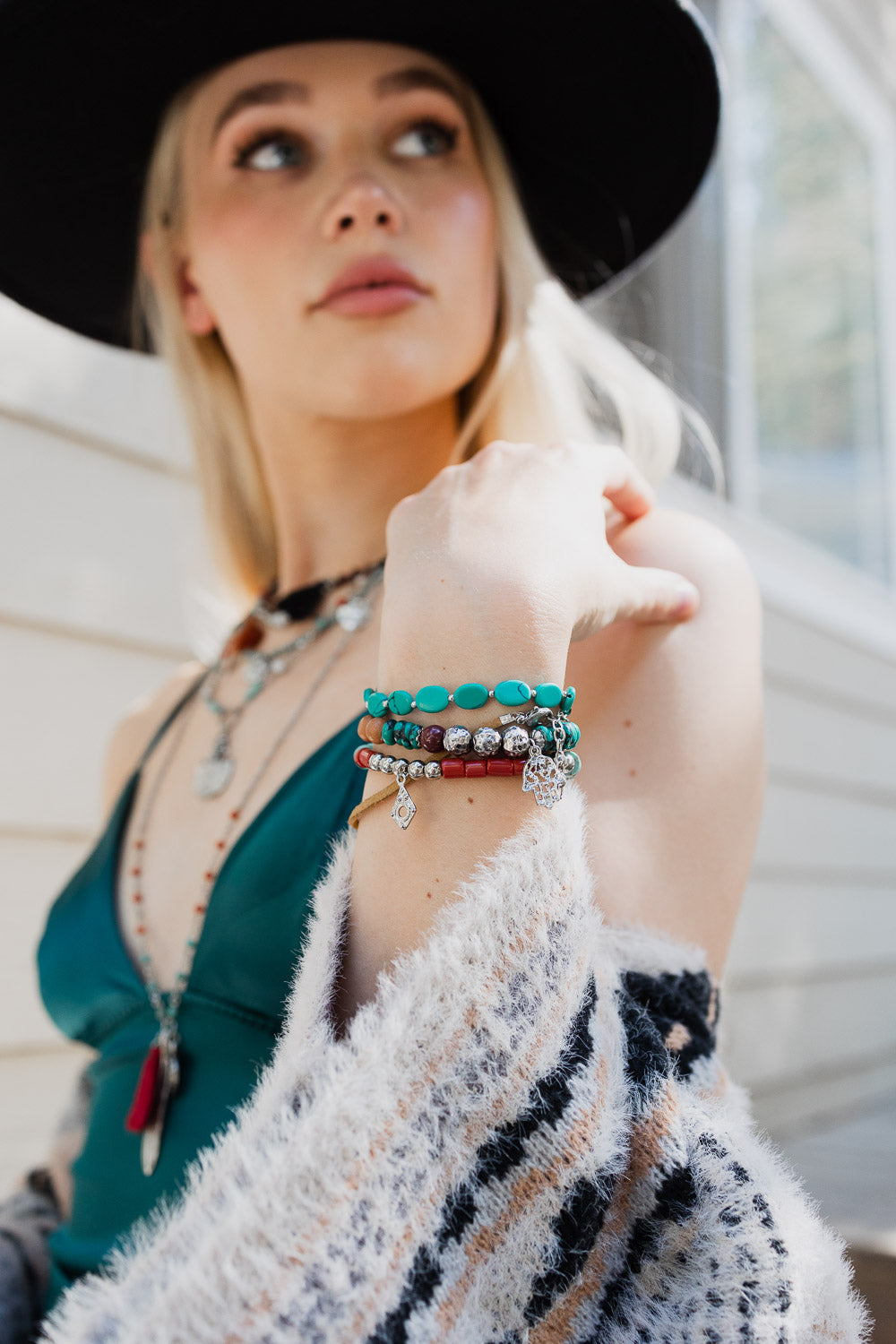 Turquoise Stackable Charm Bracelet Jewelry