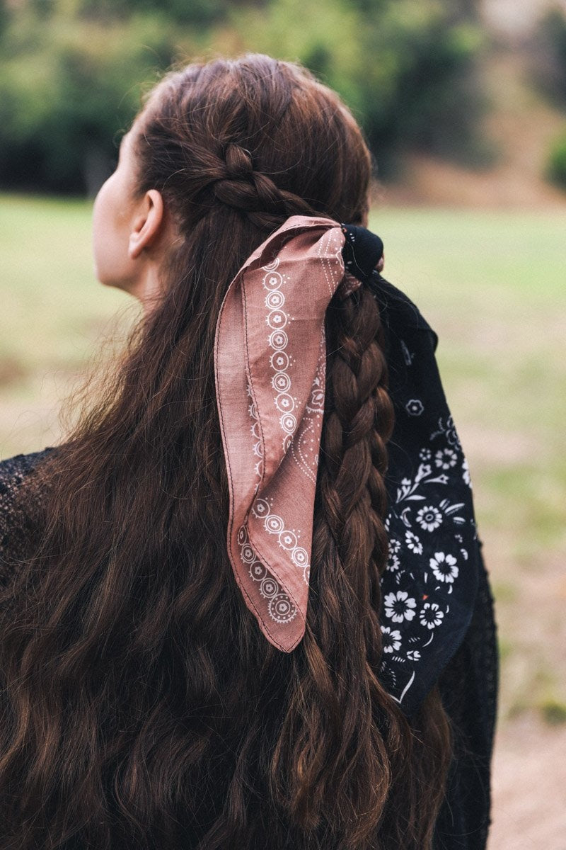 Two-Tone Western Bandana Hats &amp; Hair Black/Mocha