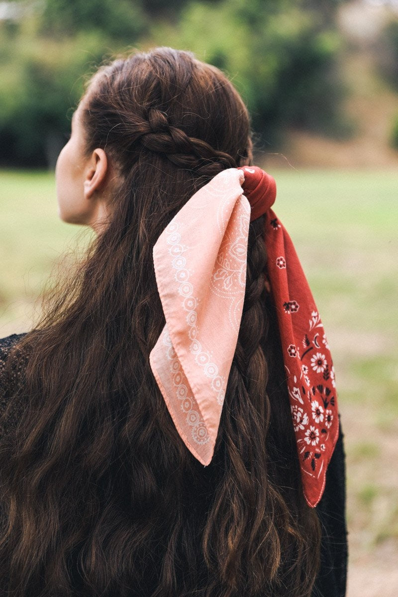 Two-Tone Western Bandana Hats &amp; Hair Rust/Salmon