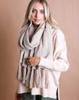 Ultra-Soft Boucle Tassel Scarf Scarves Beige