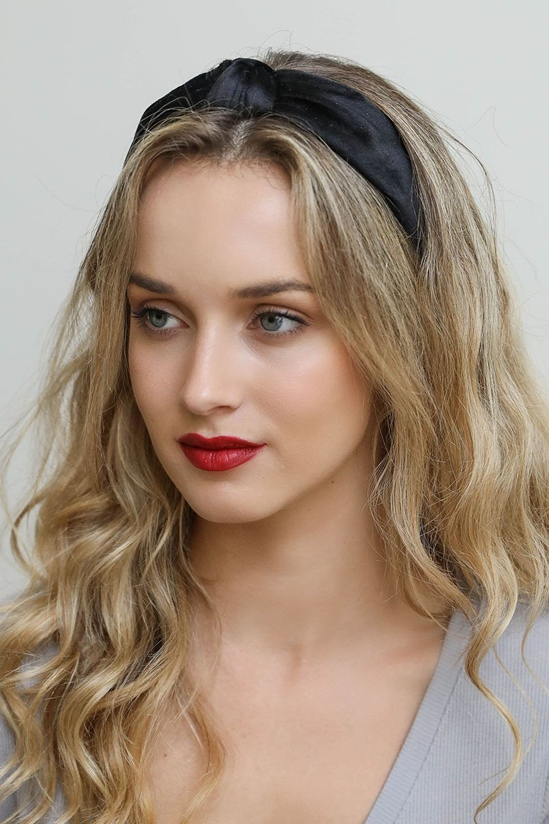 Velvet Twist Knot Headband Hats & Hair Black