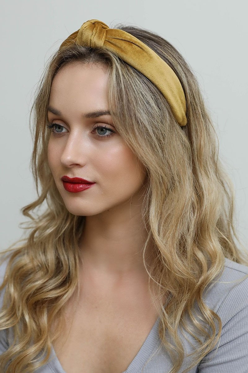 Velvet Twist Knot Headband Hats & Hair Mustard