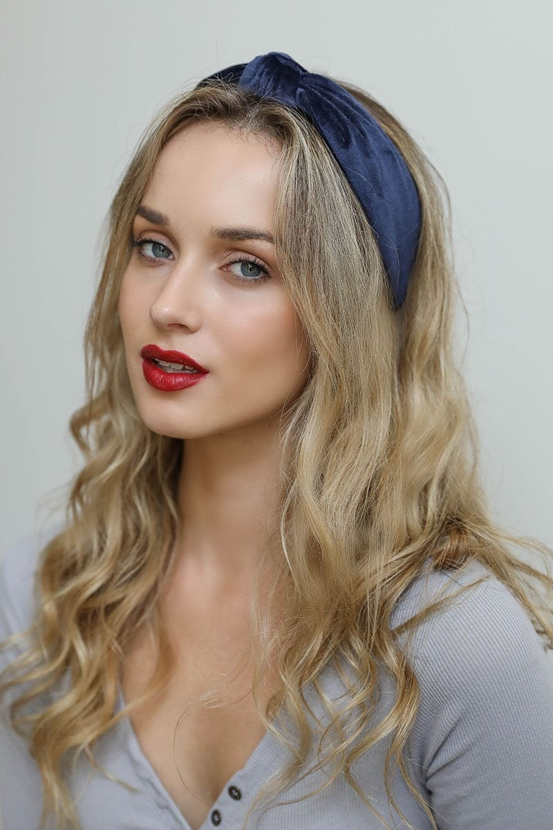 Velvet Twist Knot Headband Hats & Hair Navy