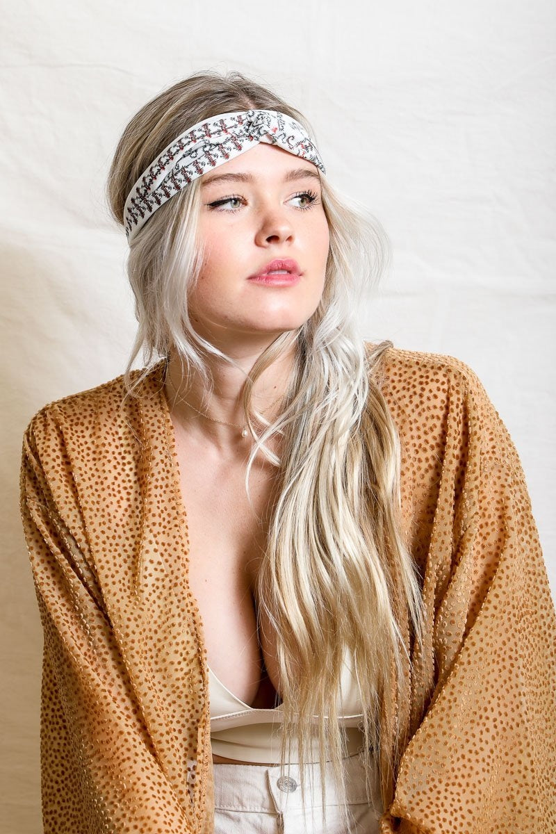 Vine Print Twist Headband Hats & Hair White