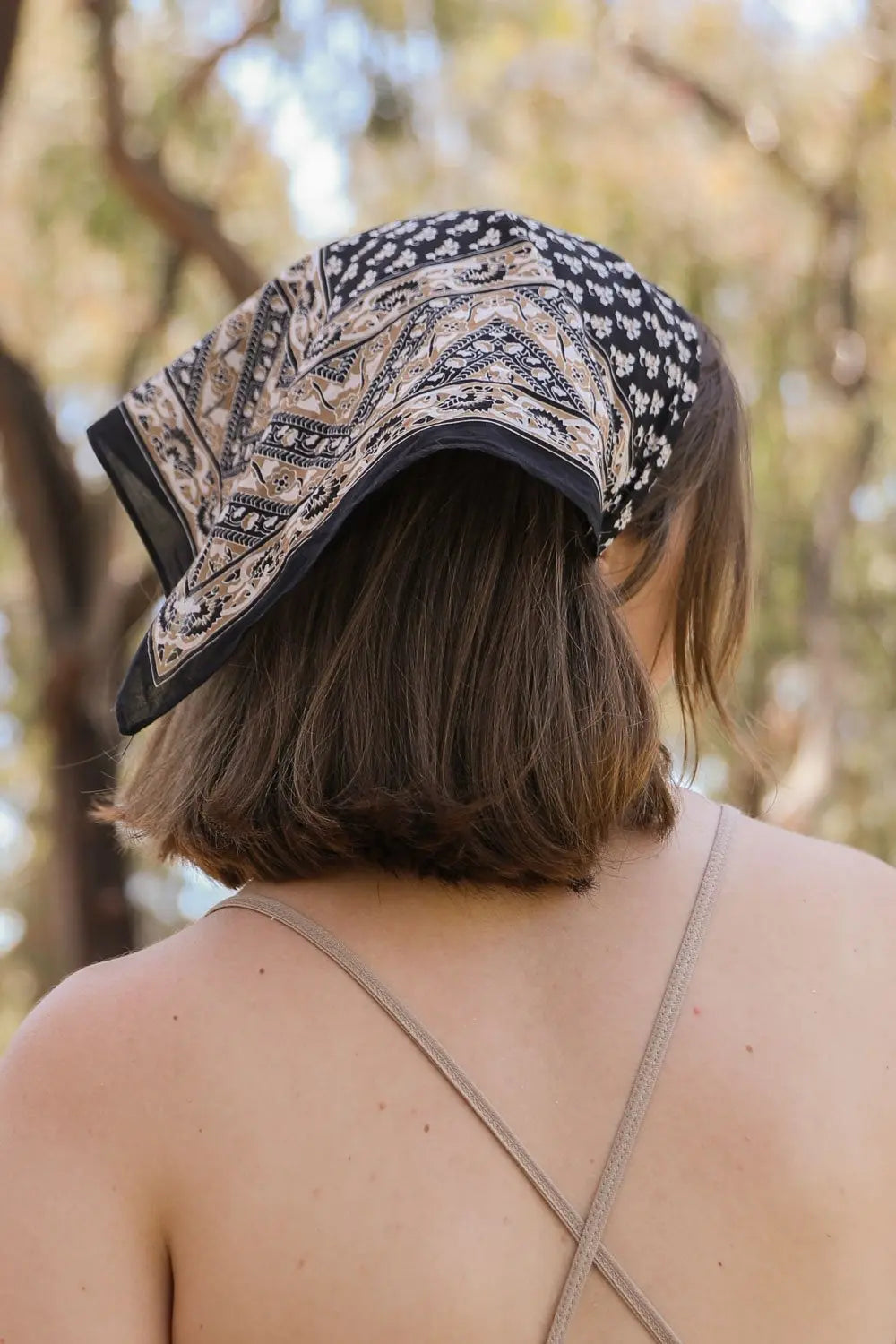 Vintage Vine Bandana Hats & Hair Black
