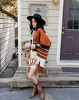 Western Luxe Fringed Ruana Ponchos Rust