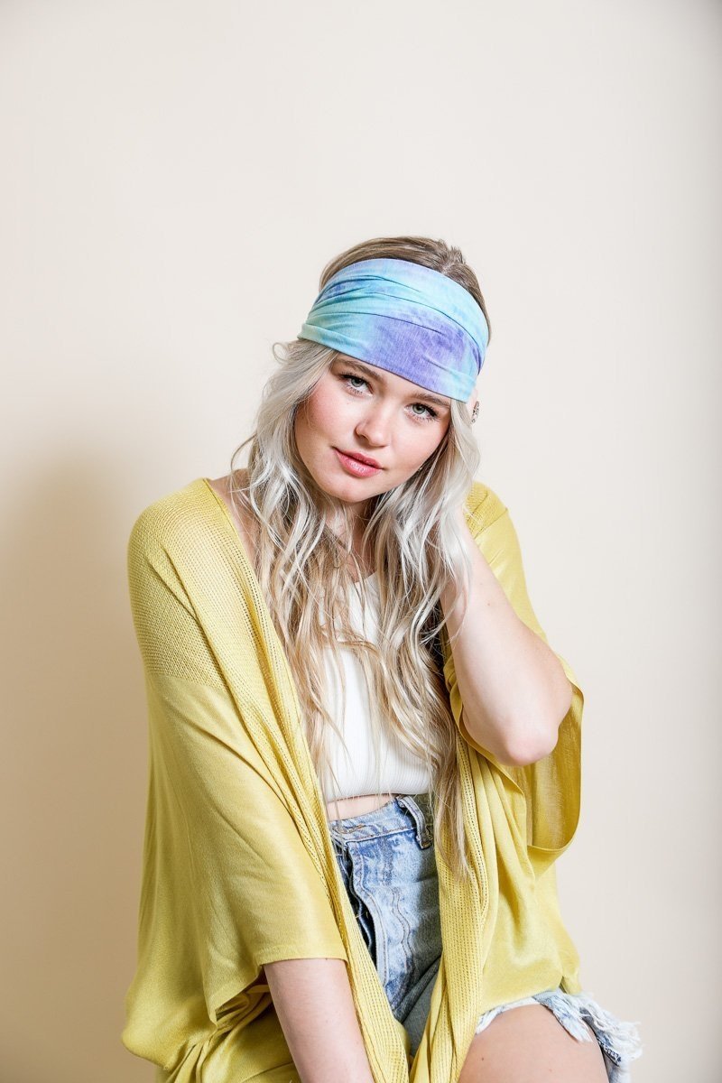 Wide Tie-Dye Headband Hats & Hair Blue